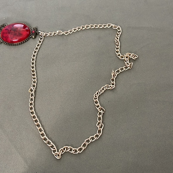 💕 Gorgeous Red color NECKLACE w chain - Picture 8 of 16